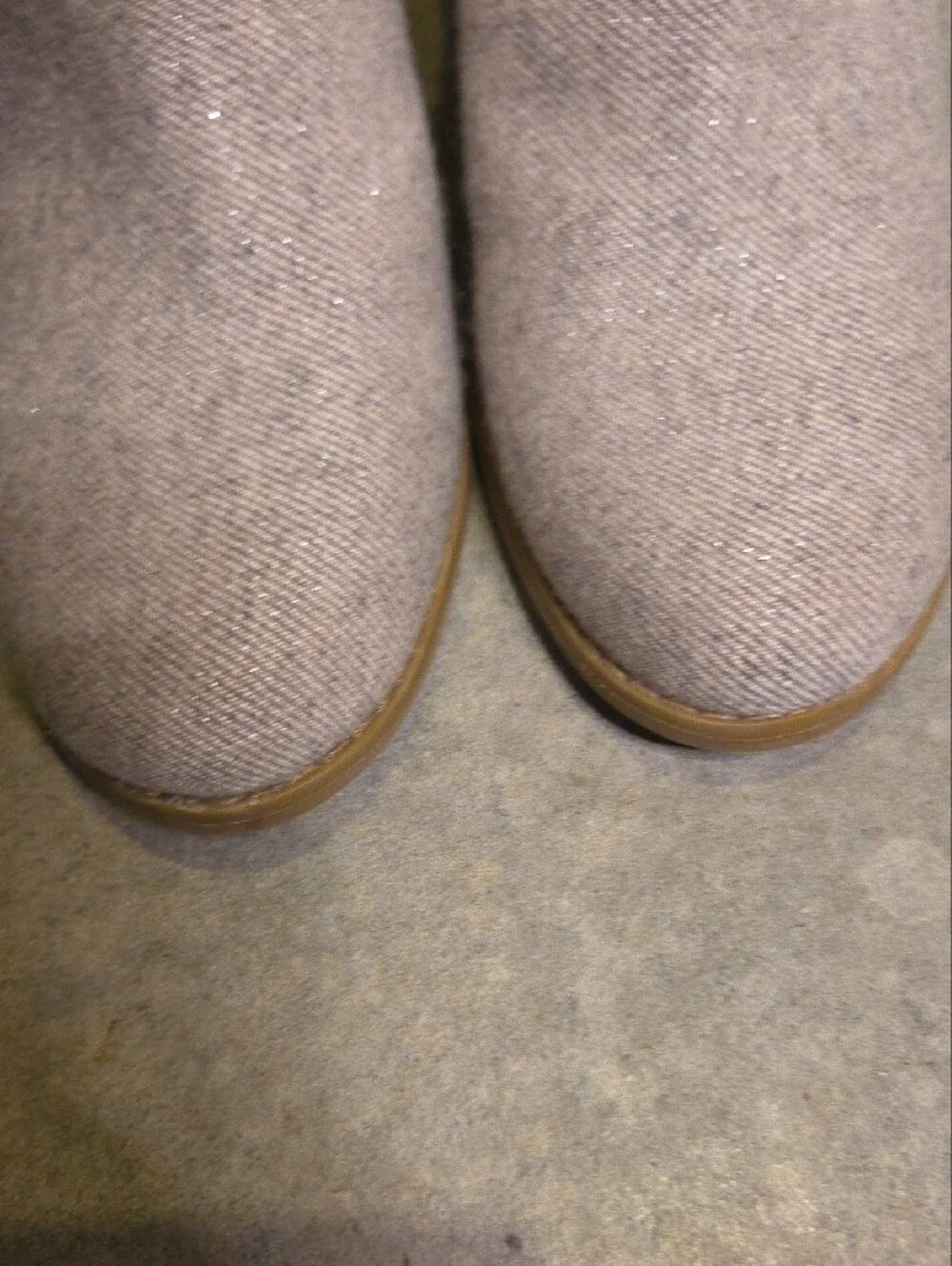 TOMS Taupe Fabric Wedge Booties